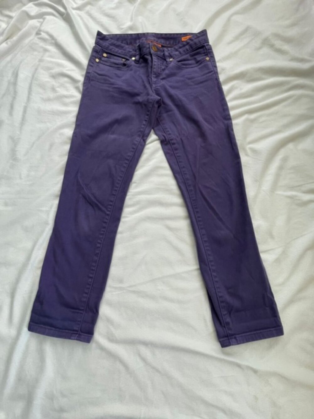 Tory Burch Alexa Cropped Skinny Women's Denim Jean Pants, Purple, Size 25